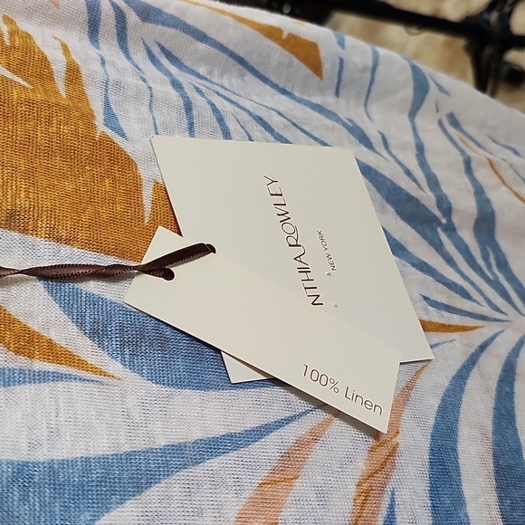 Cynthia Rowley Linen Palm Leaf short sleeve shirt loose crewneck blouse medium - Picture 7 of 7